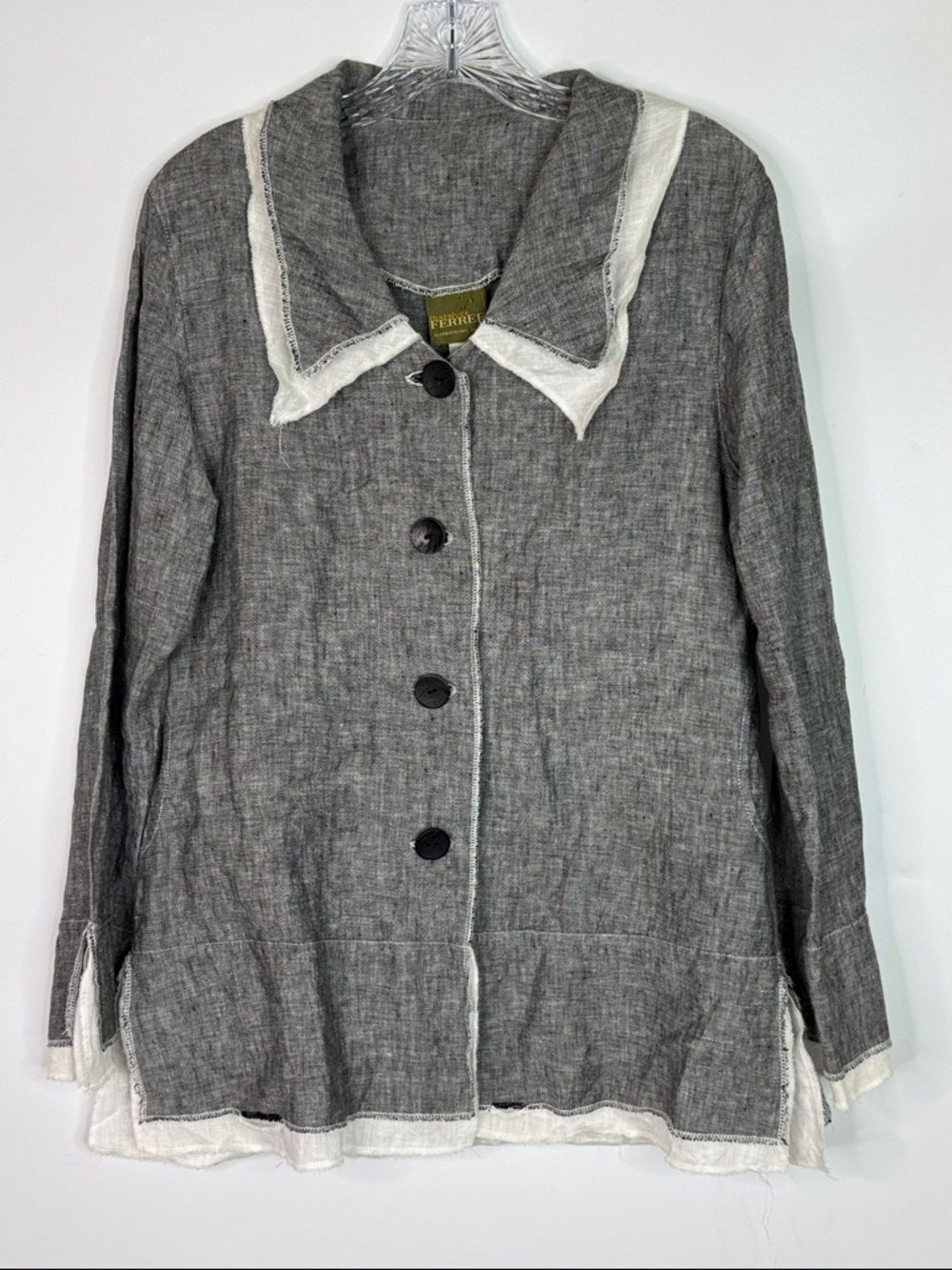 Maralyce Ferree Cotton Blend Gray Button Up Shirt Size Medium